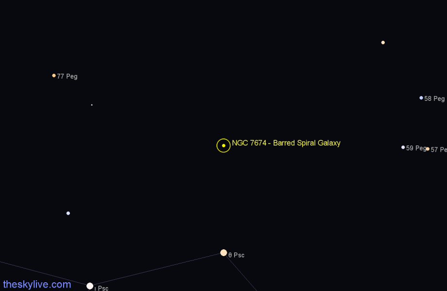 Finder chart NGC 7674 - Barred Spiral Galaxy in Pegasus star