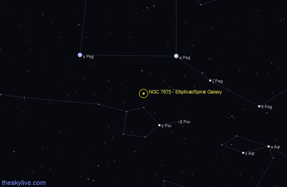 Finder chart NGC 7675 - Elliptical/Spiral Galaxy in Pegasus star