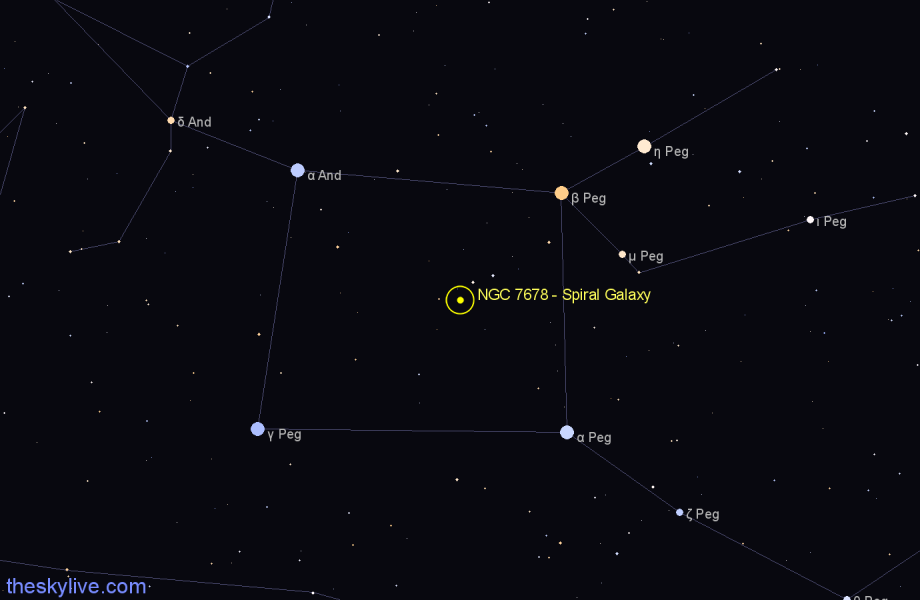 Finder chart NGC 7678 - Spiral Galaxy in Pegasus star