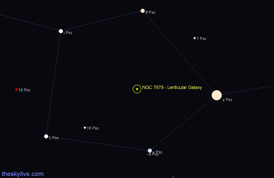 Finder chart NGC 7679 - Lenticular Galaxy in Pisces star