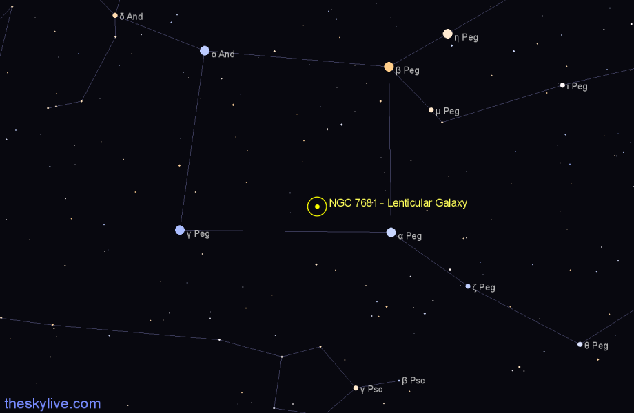 Finder chart NGC 7681 - Lenticular Galaxy in Pegasus star