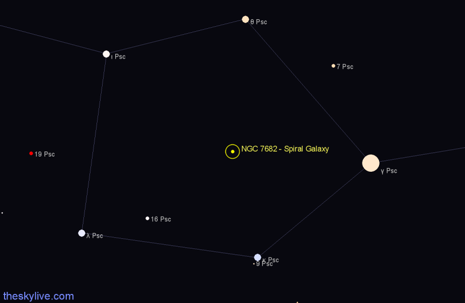 Finder chart NGC 7682 - Spiral Galaxy in Pisces star