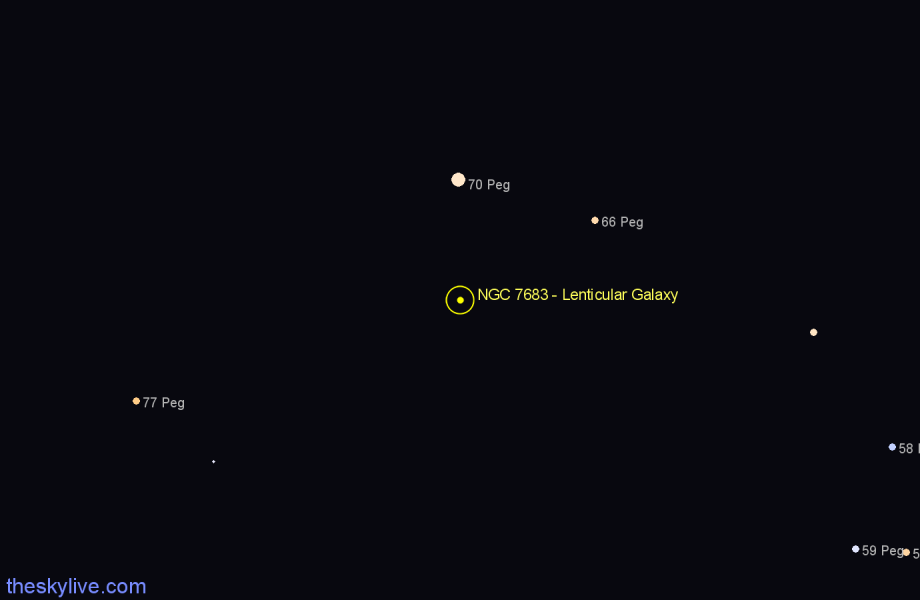 Finder chart NGC 7683 - Lenticular Galaxy in Pegasus star