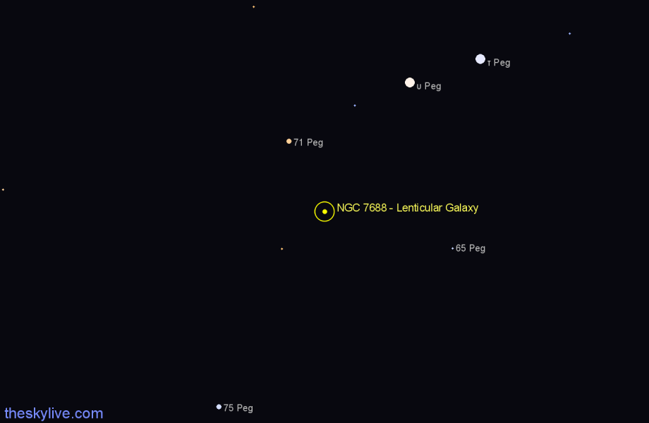 Finder chart NGC 7688 - Lenticular Galaxy in Pegasus star