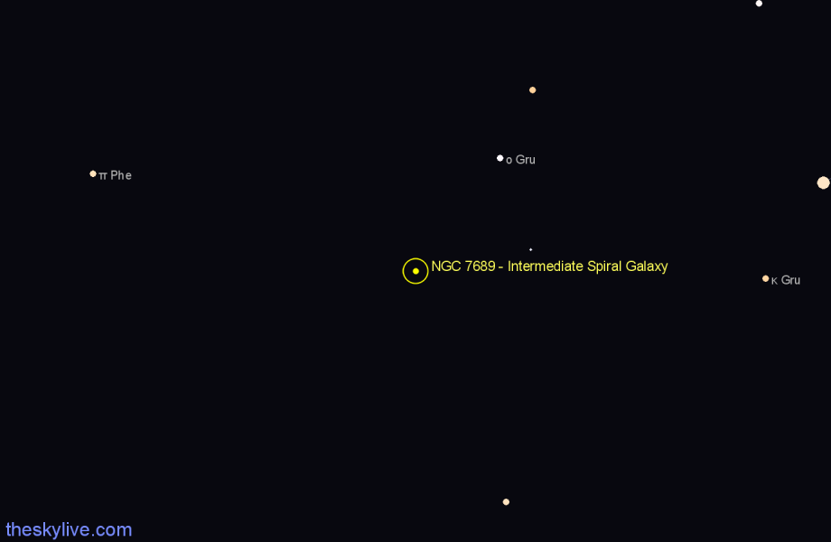 Finder chart NGC 7689 - Intermediate Spiral Galaxy in Phoenix star