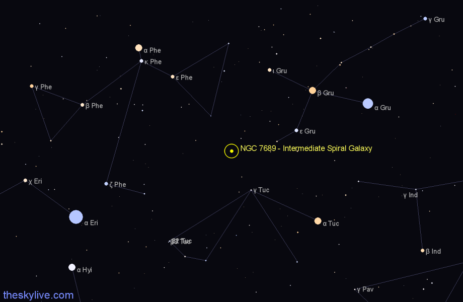 Finder chart NGC 7689 - Intermediate Spiral Galaxy in Phoenix star