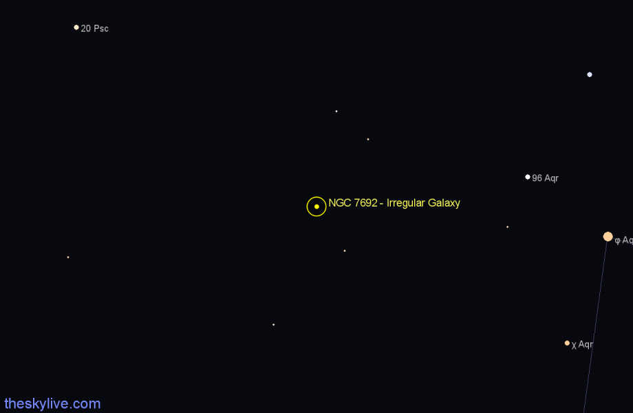 Finder chart NGC 7692 - Irregular Galaxy in Aquarius star