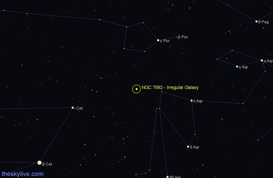 Finder chart NGC 7692 - Irregular Galaxy in Aquarius star
