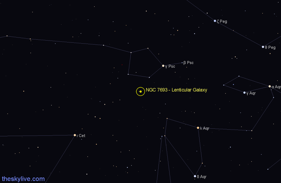 Finder chart NGC 7693 - Lenticular Galaxy in Pisces star