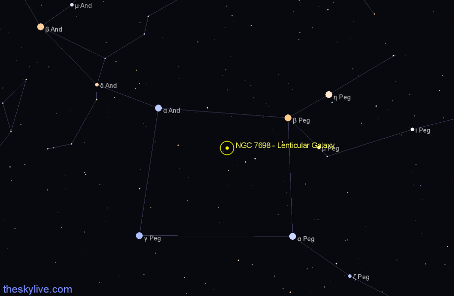 Finder chart NGC 7698 - Lenticular Galaxy in Pegasus star