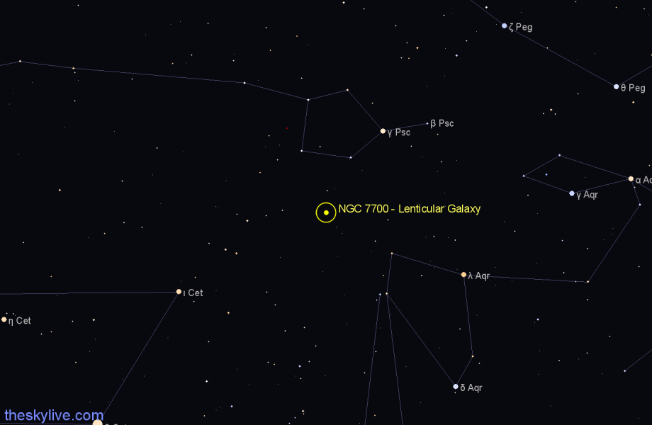 Finder chart NGC 7700 - Lenticular Galaxy in Pisces star