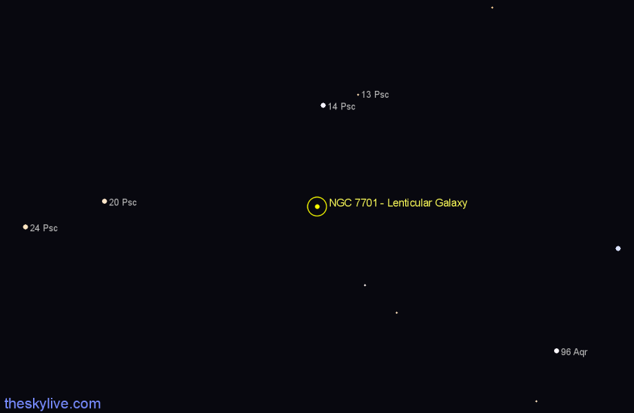 Finder chart NGC 7701 - Lenticular Galaxy in Pisces star