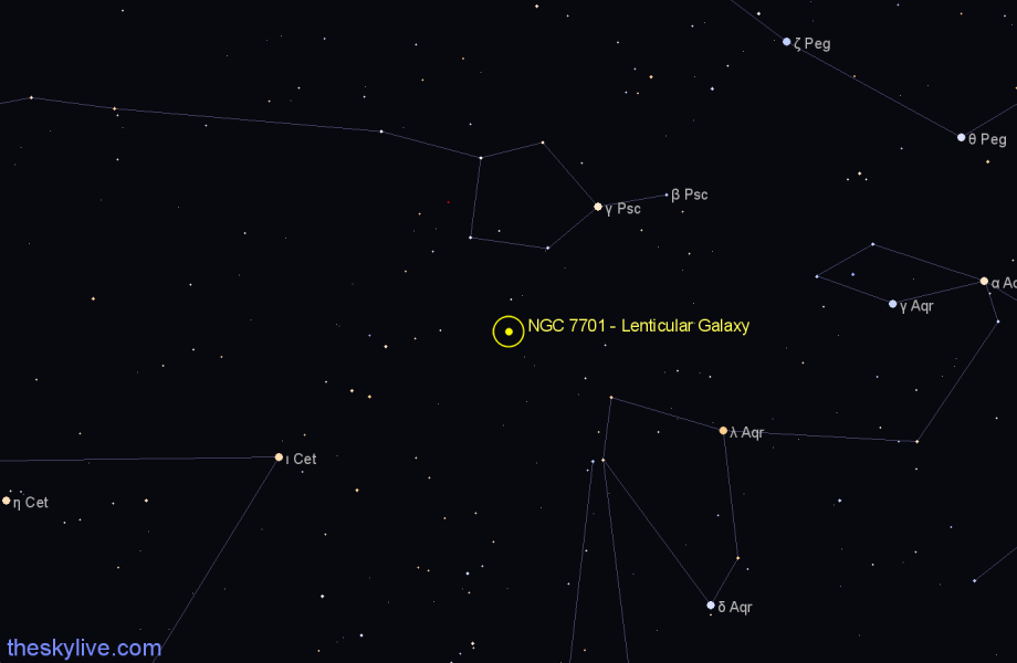 Finder chart NGC 7701 - Lenticular Galaxy in Pisces star