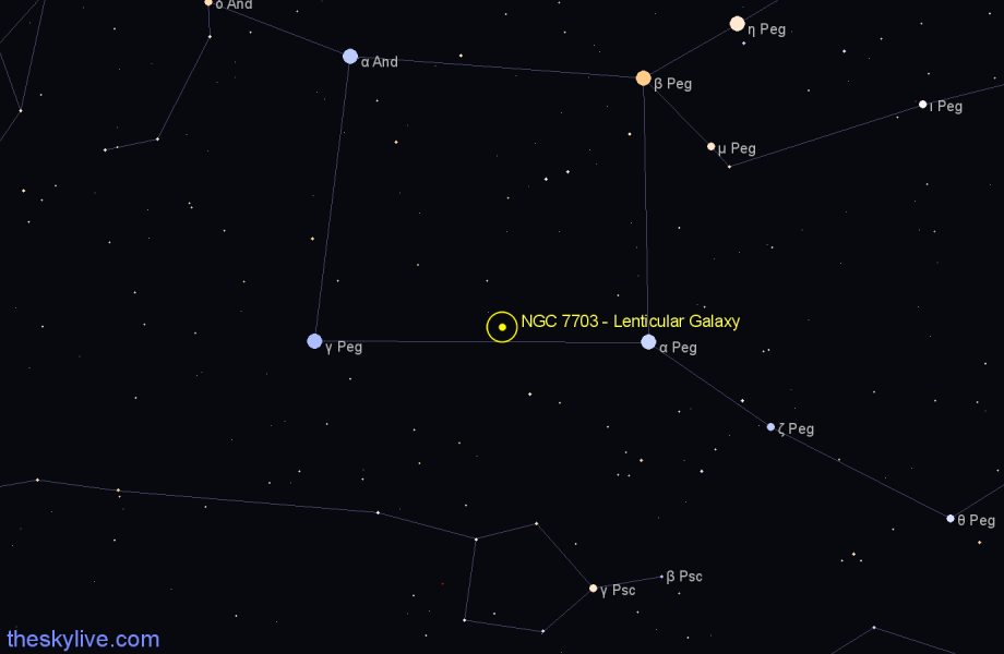 Finder chart NGC 7703 - Lenticular Galaxy in Pegasus star