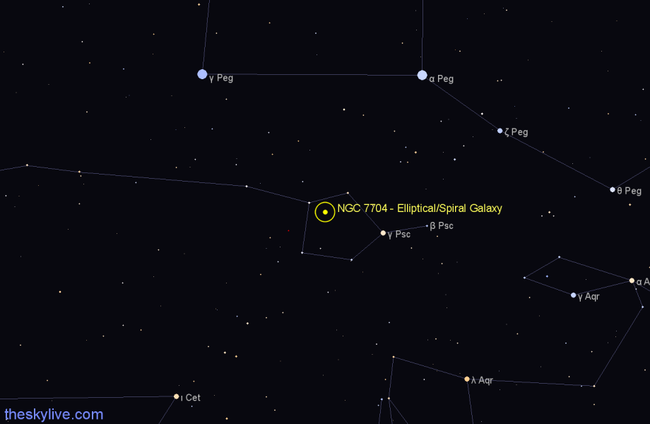 Finder chart NGC 7704 - Elliptical/Spiral Galaxy in Pisces star