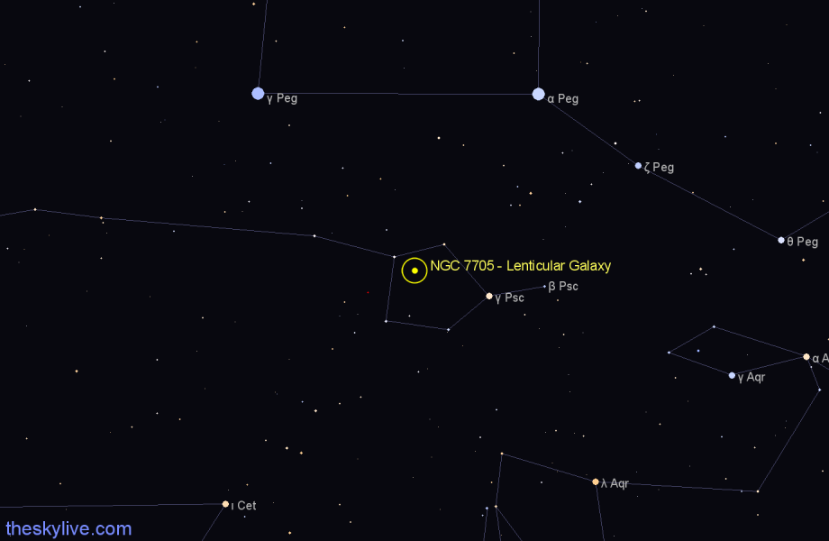 Finder chart NGC 7705 - Lenticular Galaxy in Pisces star