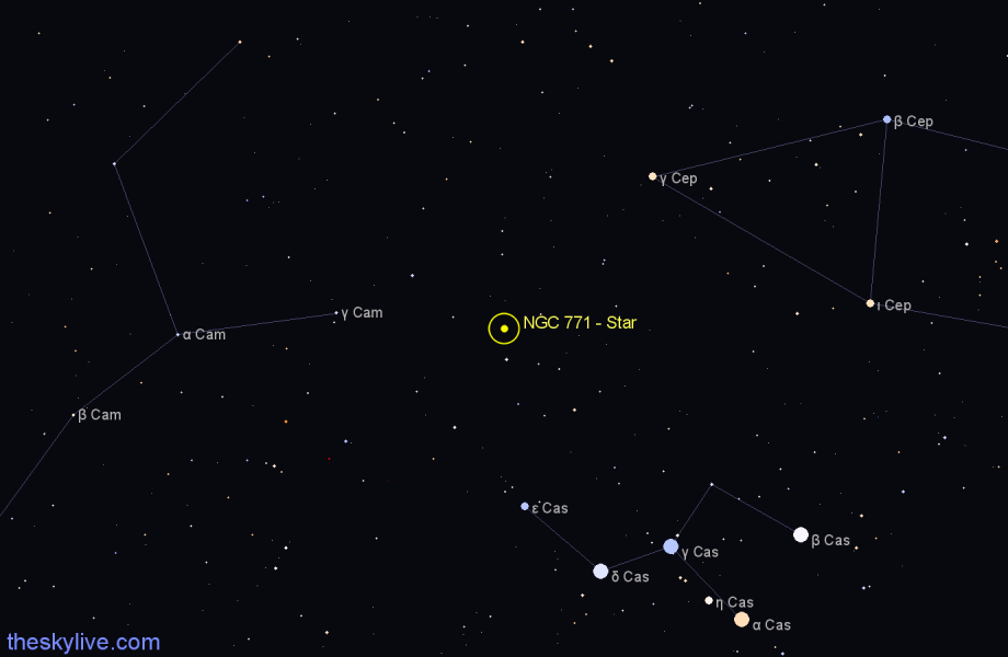 Finder chart NGC 771 - Star in Cassiopeia star