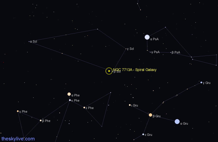 Finder chart NGC 7713A - Spiral Galaxy in Sculptor star