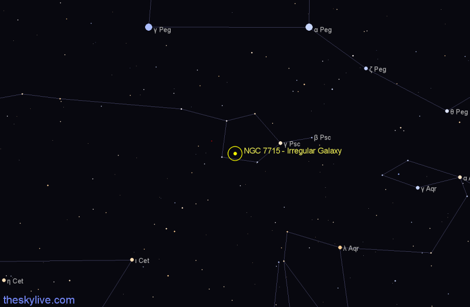 Finder chart NGC 7715 - Irregular Galaxy in Pisces star