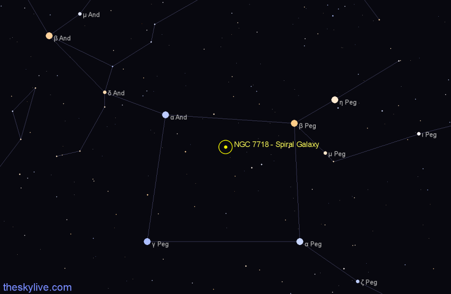 Finder chart NGC 7718 - Spiral Galaxy in Pegasus star