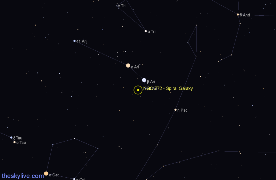 Finder chart NGC 772 - Spiral Galaxy in Aries star