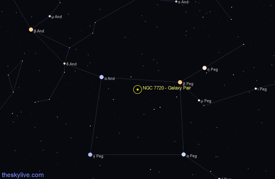 Finder chart NGC 7720 - Galaxy Pair in Pegasus star