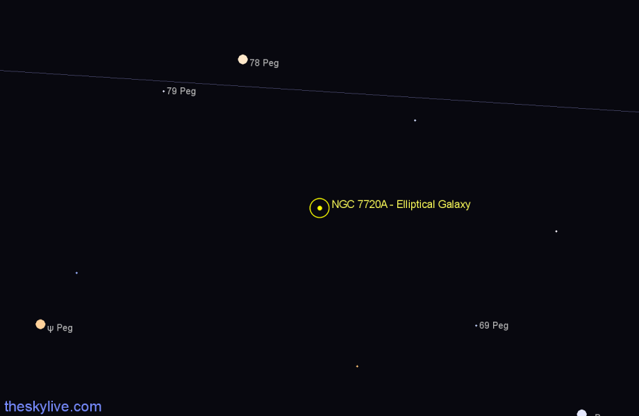 Finder chart NGC 7720A - Elliptical Galaxy in Pegasus star