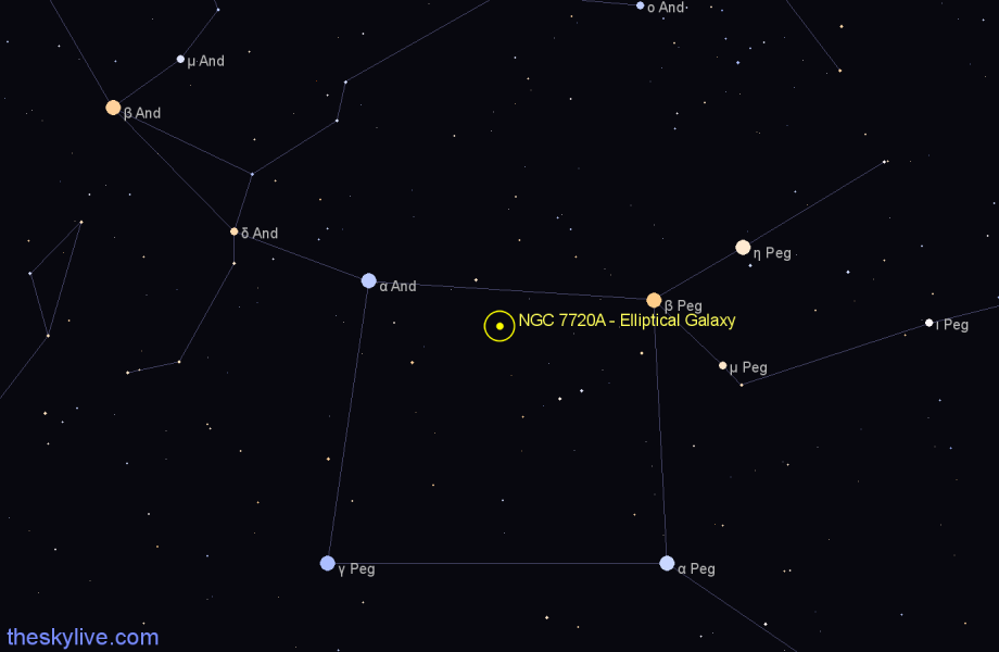 Finder chart NGC 7720A - Elliptical Galaxy in Pegasus star
