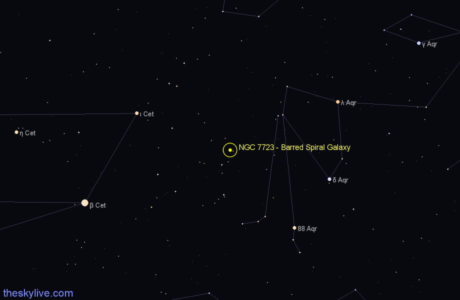 Finder chart NGC 7723 - Barred Spiral Galaxy in Aquarius star