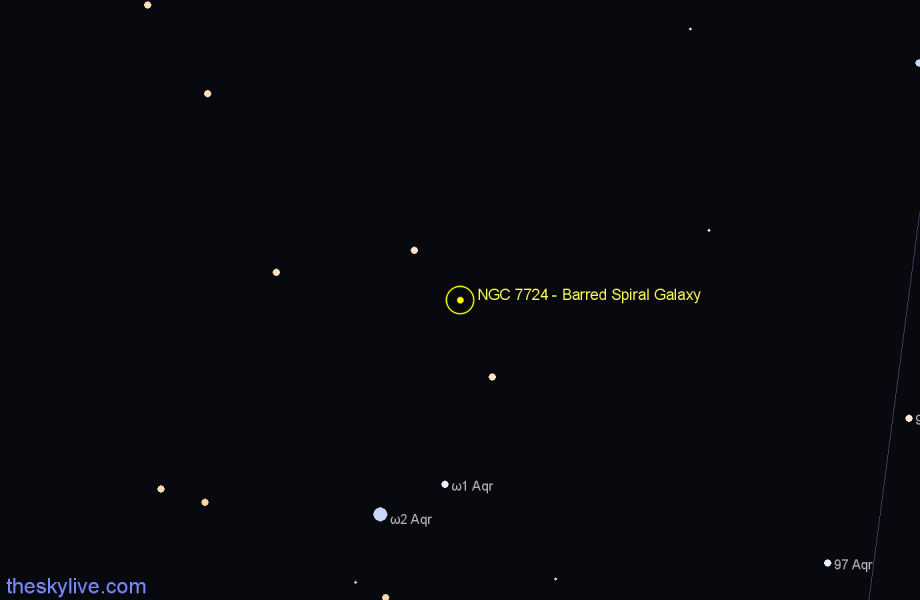 Finder chart NGC 7724 - Barred Spiral Galaxy in Aquarius star