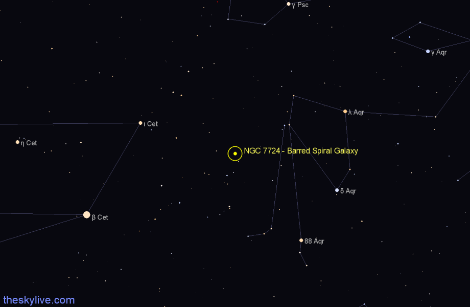 Finder chart NGC 7724 - Barred Spiral Galaxy in Aquarius star