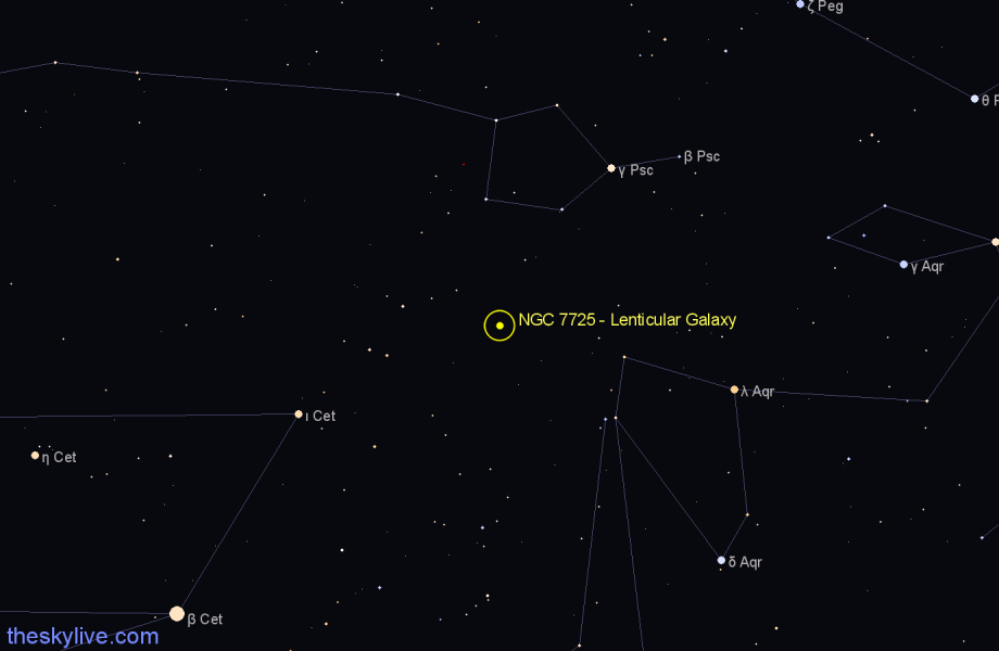Finder chart NGC 7725 - Lenticular Galaxy in Aquarius star
