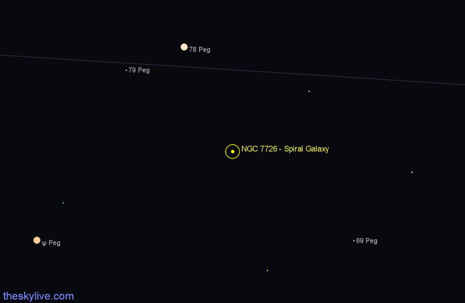 Finder chart NGC 7726 - Spiral Galaxy in Pegasus star