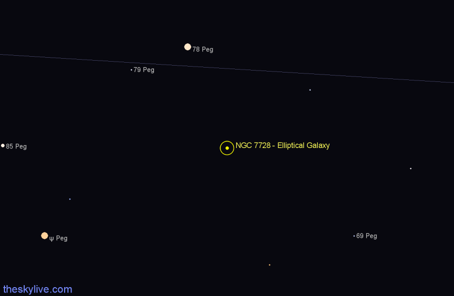 Finder chart NGC 7728 - Elliptical Galaxy in Pegasus star