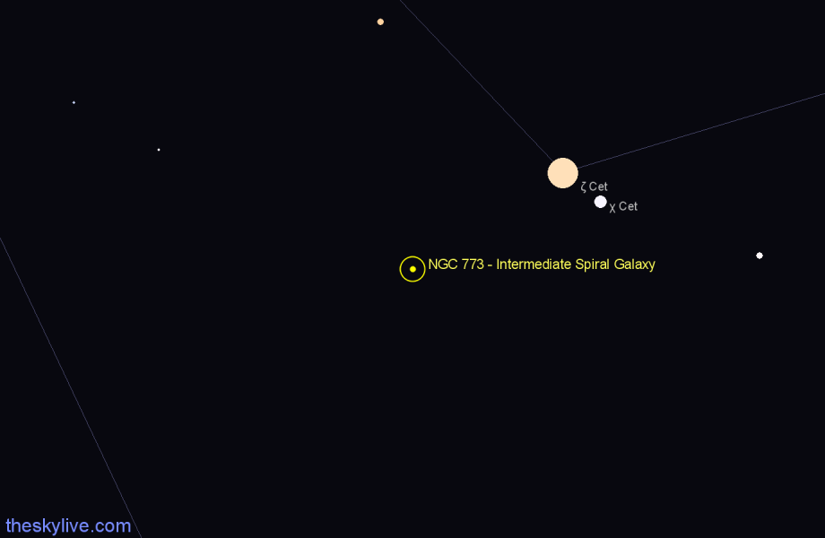 Finder chart NGC 773 - Intermediate Spiral Galaxy in Cetus star