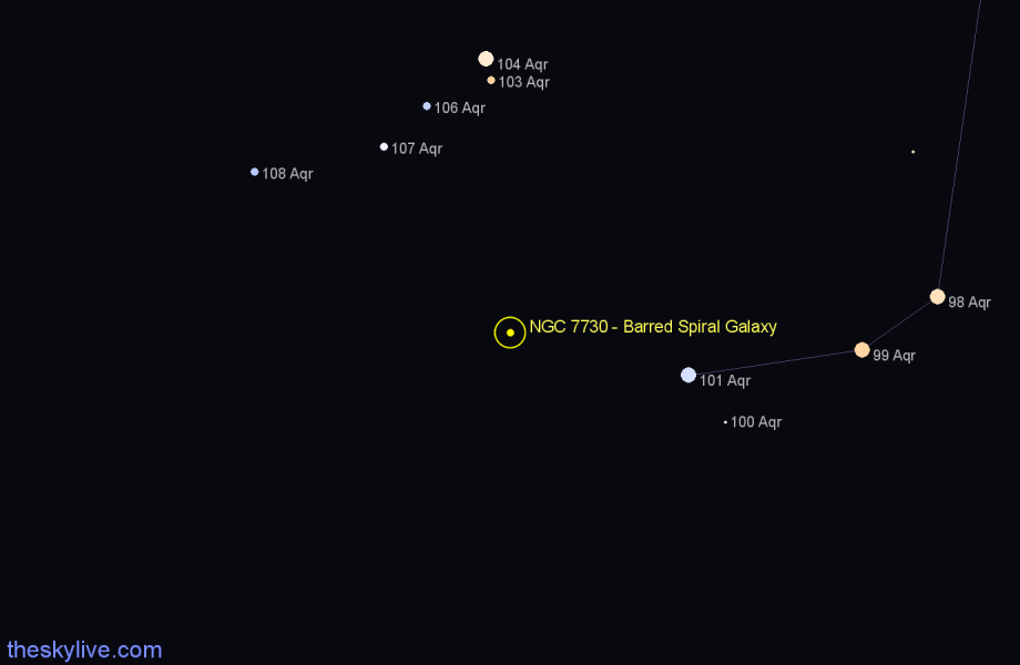 Finder chart NGC 7730 - Barred Spiral Galaxy in Aquarius star