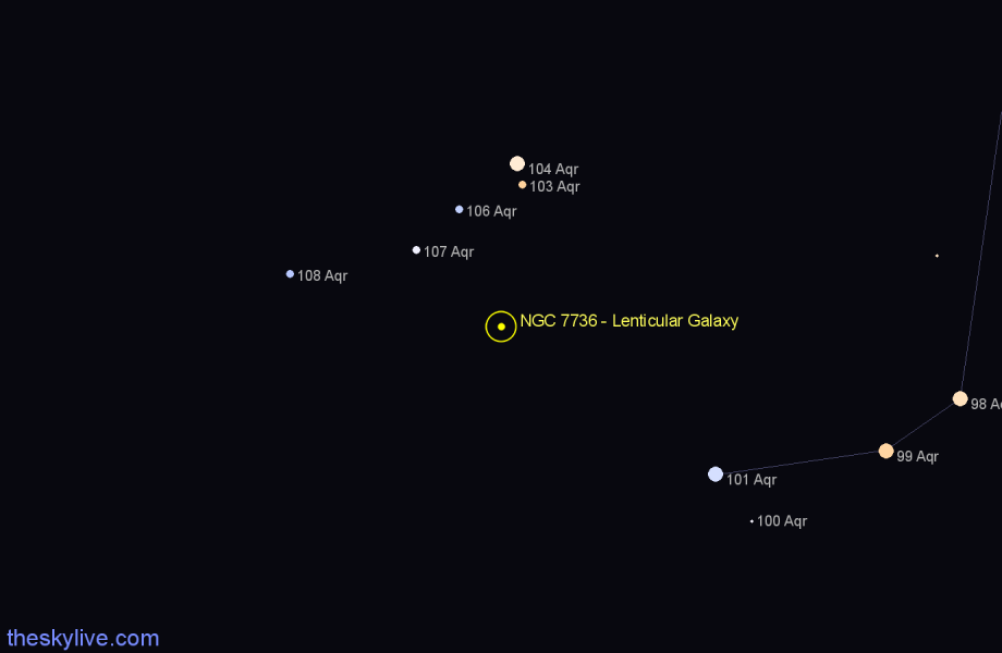 Finder chart NGC 7736 - Lenticular Galaxy in Aquarius star