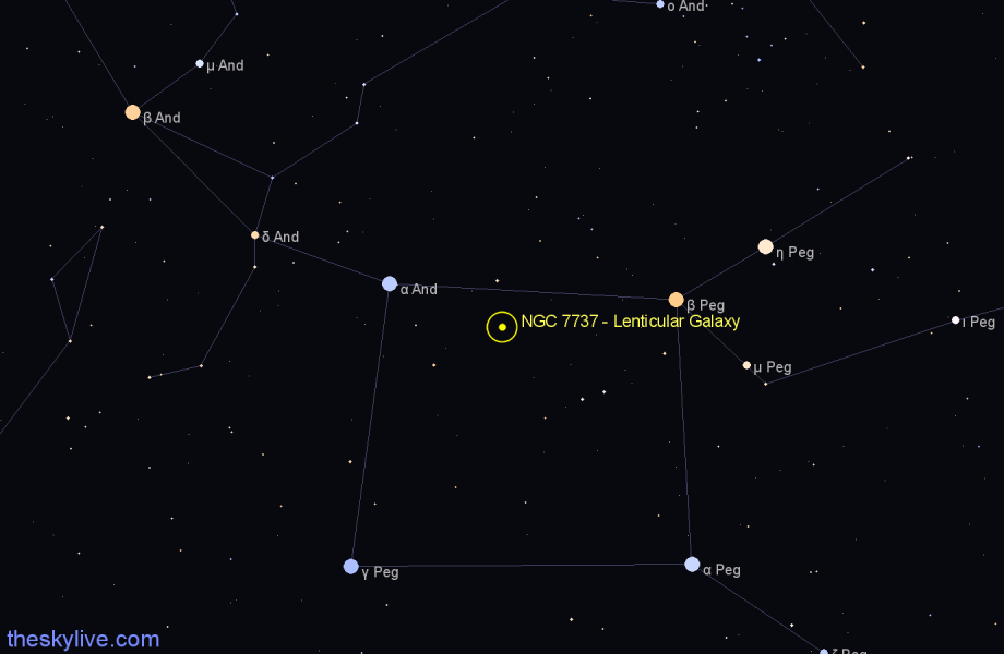 Finder chart NGC 7737 - Lenticular Galaxy in Pegasus star