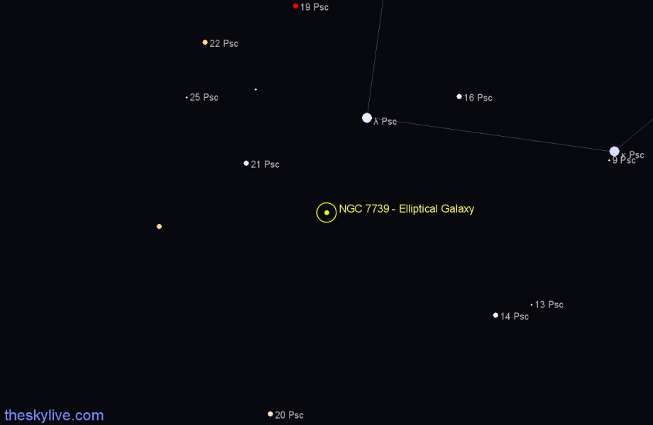 Finder chart NGC 7739 - Elliptical Galaxy in Pisces star