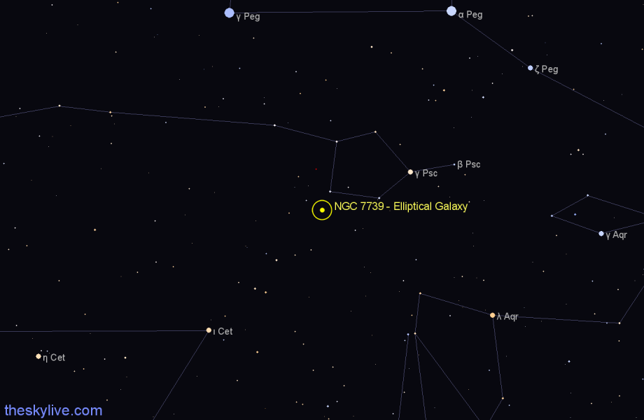 Finder chart NGC 7739 - Elliptical Galaxy in Pisces star