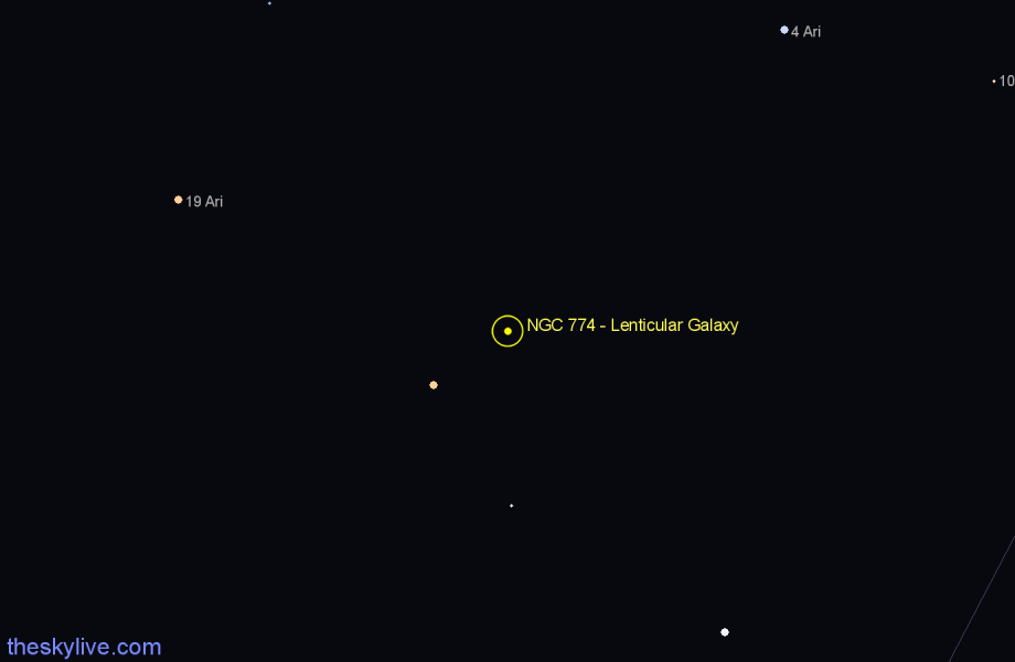 Finder chart NGC 774 - Lenticular Galaxy in Aries star