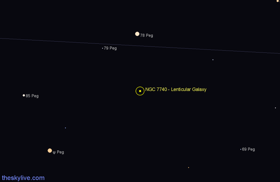 Finder chart NGC 7740 - Lenticular Galaxy in Pegasus star