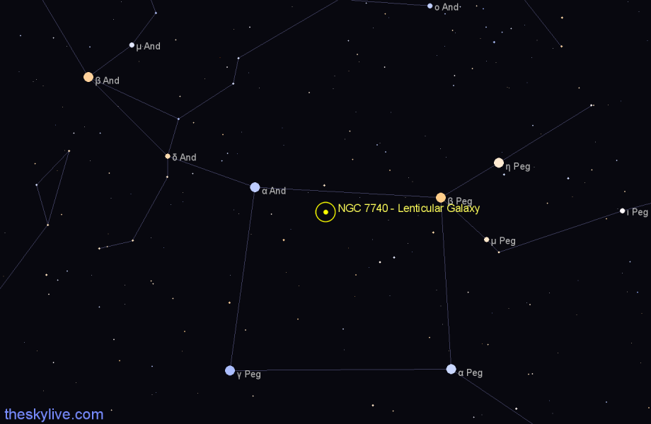 Finder chart NGC 7740 - Lenticular Galaxy in Pegasus star