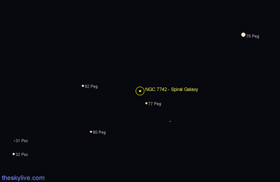 Finder chart NGC 7742 - Spiral Galaxy in Pegasus star