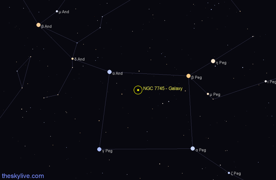 Finder chart NGC 7745 - Galaxy in Pegasus star