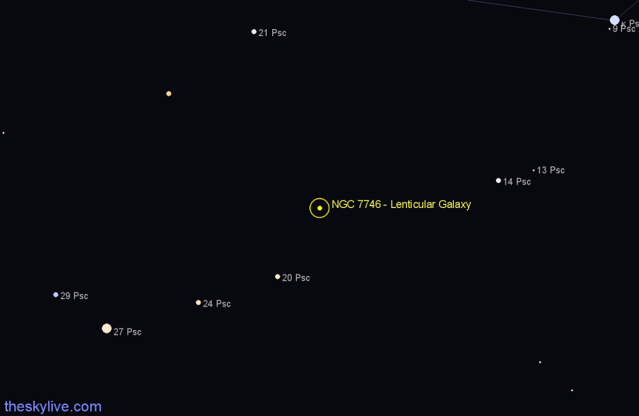 Finder chart NGC 7746 - Lenticular Galaxy in Pisces star