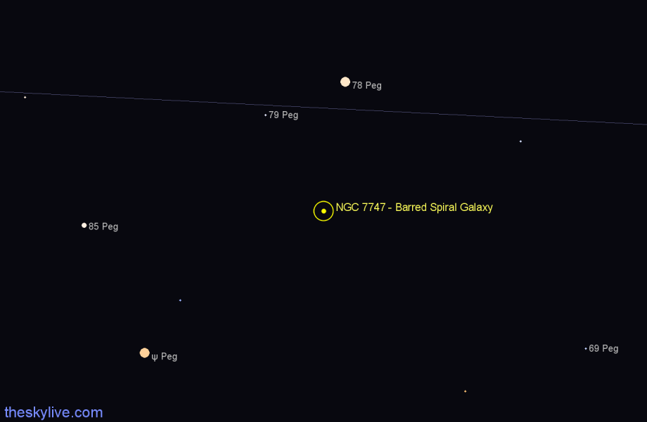 Finder chart NGC 7747 - Barred Spiral Galaxy in Pegasus star