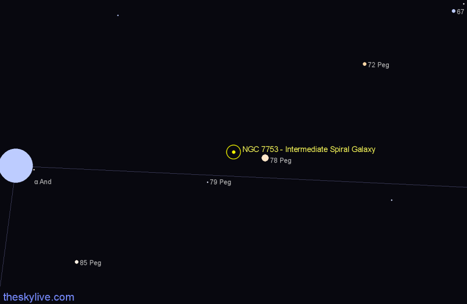 Finder chart NGC 7753 - Intermediate Spiral Galaxy in Pegasus star