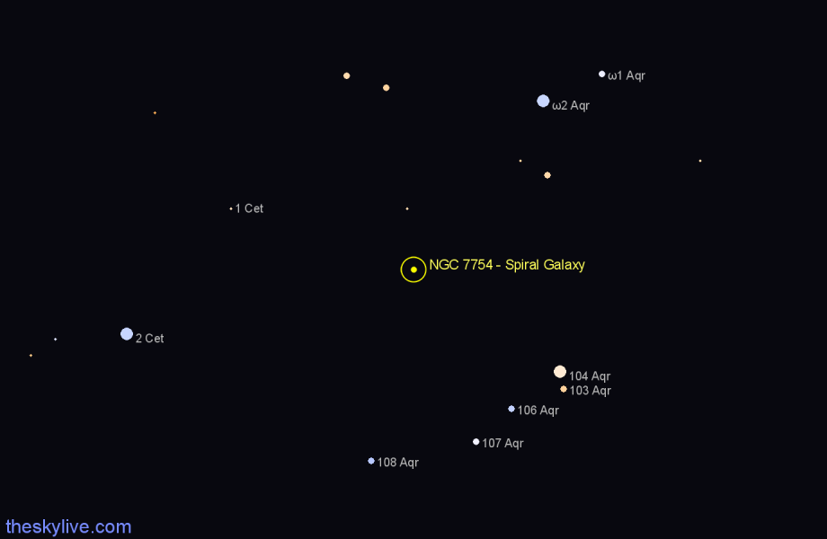 Finder chart NGC 7754 - Spiral Galaxy in Aquarius star