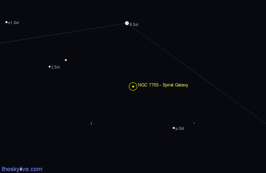 Finder chart NGC 7755 - Spiral Galaxy in Sculptor star